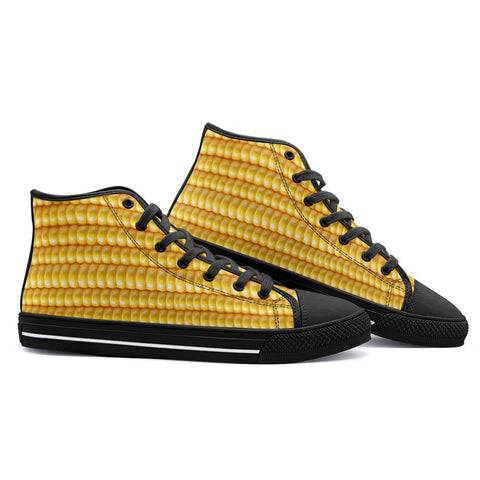 High-Top Canvas Shoes Yellow Corn Cob Texture