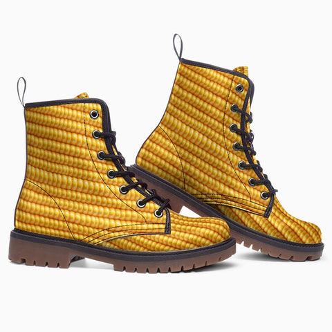 Leather Boots Yellow Corn Cob Texture