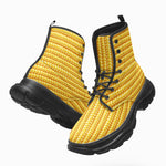 PU Leather Chunky Boots Yellow Corn Cob Texture