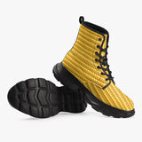 PU Leather Chunky Boots Yellow Corn Cob Texture