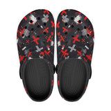 Classic Clogs Abstract Art Red and White Crosses