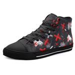 High-Top Canvas Shoes Abstract Art Red and White Crosses