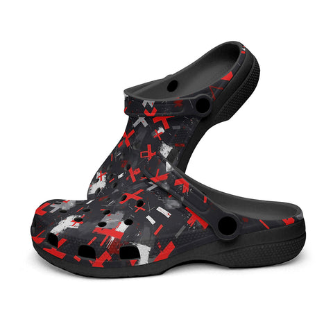 Classic Clogs Abstract Art Red and White Crosses
