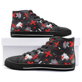 High-Top Canvas Shoes Abstract Art Red and White Crosses