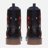 Leather Boots Abstract Art Red and White Crosses