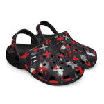 Classic Clogs Abstract Art Red and White Crosses