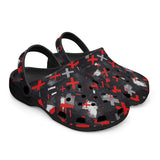 Classic Clogs Abstract Art Red and White Crosses