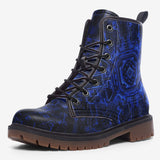 Leather Boots Blue Circuit Pattern