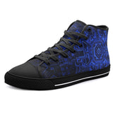 High-Top Canvas Shoes Blue Circuit Pattern