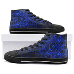 High-Top Canvas Shoes Blue Circuit Pattern