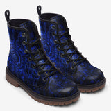 Leather Boots Blue Circuit Pattern