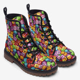 Leather Boots Colorful Cartoon Cubes Faces