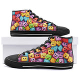 High-Top Canvas Shoes Colorful Cartoon Cubes Faces