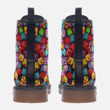Leather Boots Colorful Cartoon Cubes Faces