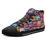 High-Top Canvas Shoes Vibrant and Colorful Square Characters