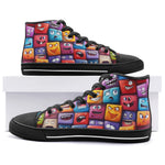 High-Top Canvas Shoes Vibrant and Colorful Square Characters