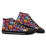 High-Top Canvas Shoes Vibrant and Colorful Square Characters