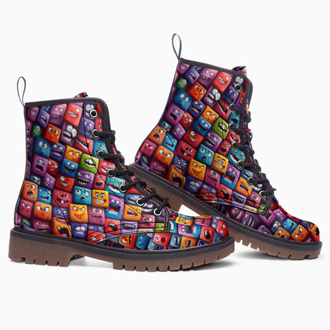 Leather Boots Vibrant and Colorful Square Characters