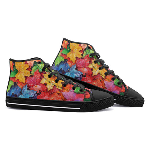 High-Top Canvas Shoes Colorful Maple Leaves