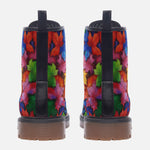 Leather Boots Colorful Maple Leaves