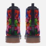 Leather Boots Colorful Maple Leaves
