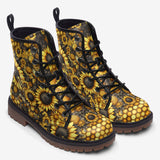 Leather Boots Sunflowers Honeycomb and Bees Art