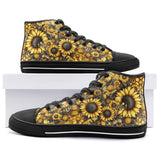 High-Top Canvas Shoes Sunflowers Honeycomb and Bees Art