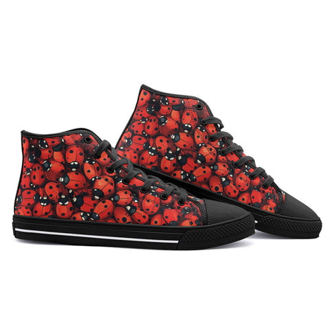 High-Top Canvas Shoes Ladybugs Art Pattern