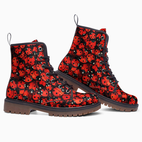 Leather Boots Ladybugs Art Pattern