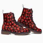 Leather Boots Ladybugs Print Pattern