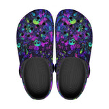 Classic Clogs Vibrant Pattern of Neon Skulls