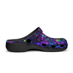 Classic Clogs Vibrant Pattern of Neon Skulls