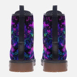 Leather Boots Vibrant Pattern of Neon Skulls
