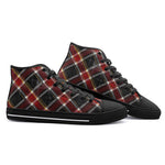 High-Top Canvas Shoes Red and Black Tartan Pattern