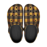 Classic Clogs Plaid Pattern Brown Black Yellow