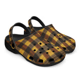 Classic Clogs Plaid Pattern Brown Black Yellow