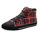 High-Top Canvas Shoes Red and Black Plaid Pattern