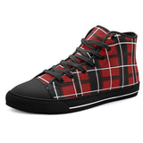 High-Top Canvas Shoes Red and Black Plaid Pattern