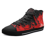 High-Top Canvas Shoes Red and Black Liquid Flowing Waves