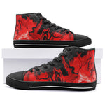 High-Top Canvas Shoes Red and Black Liquid Flowing Waves