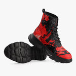 PU Leather Chunky Boots Red and Black Liquid Flowing Waves