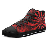 High-Top Canvas Shoes Tie Dye in Red and Black