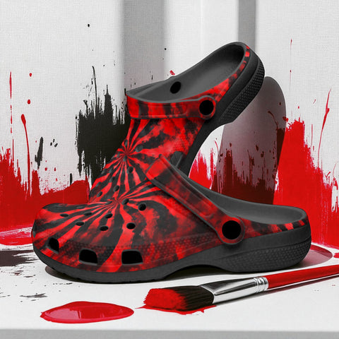 Classic Clogs Tie Dye in Red and Black