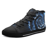 High-Top Canvas Shoes Blue Tie Dye Pattern