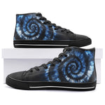 High-Top Canvas Shoes Blue Tie Dye Pattern