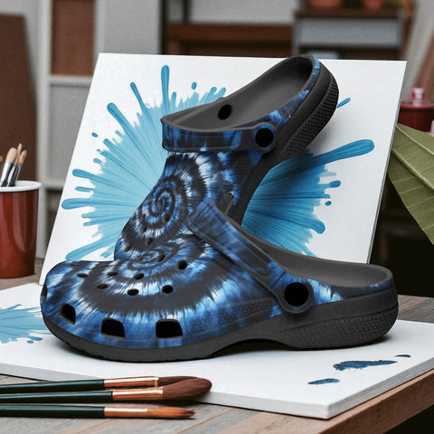 Classic Clogs Blue Tie Dye Pattern
