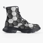 PU Leather Chunky Boots Soccer Ball Texture