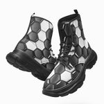 PU Leather Chunky Boots Soccer Ball Texture