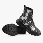 PU Leather Chunky Boots Soccer Ball Texture