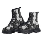 PU Leather Chunky Boots Soccer Ball Texture